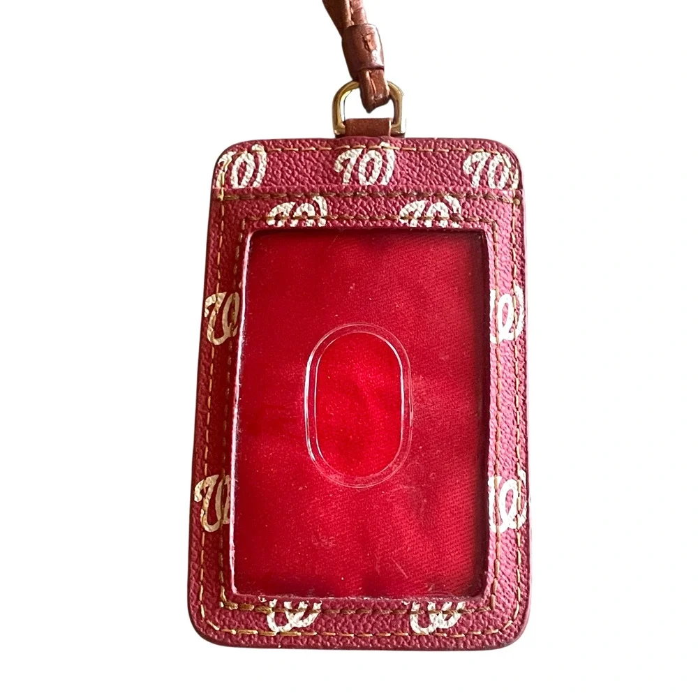 DOONEY & BOURKE Washington Nationals Lanyard Red Pebbled Leather ID Badge Holder
